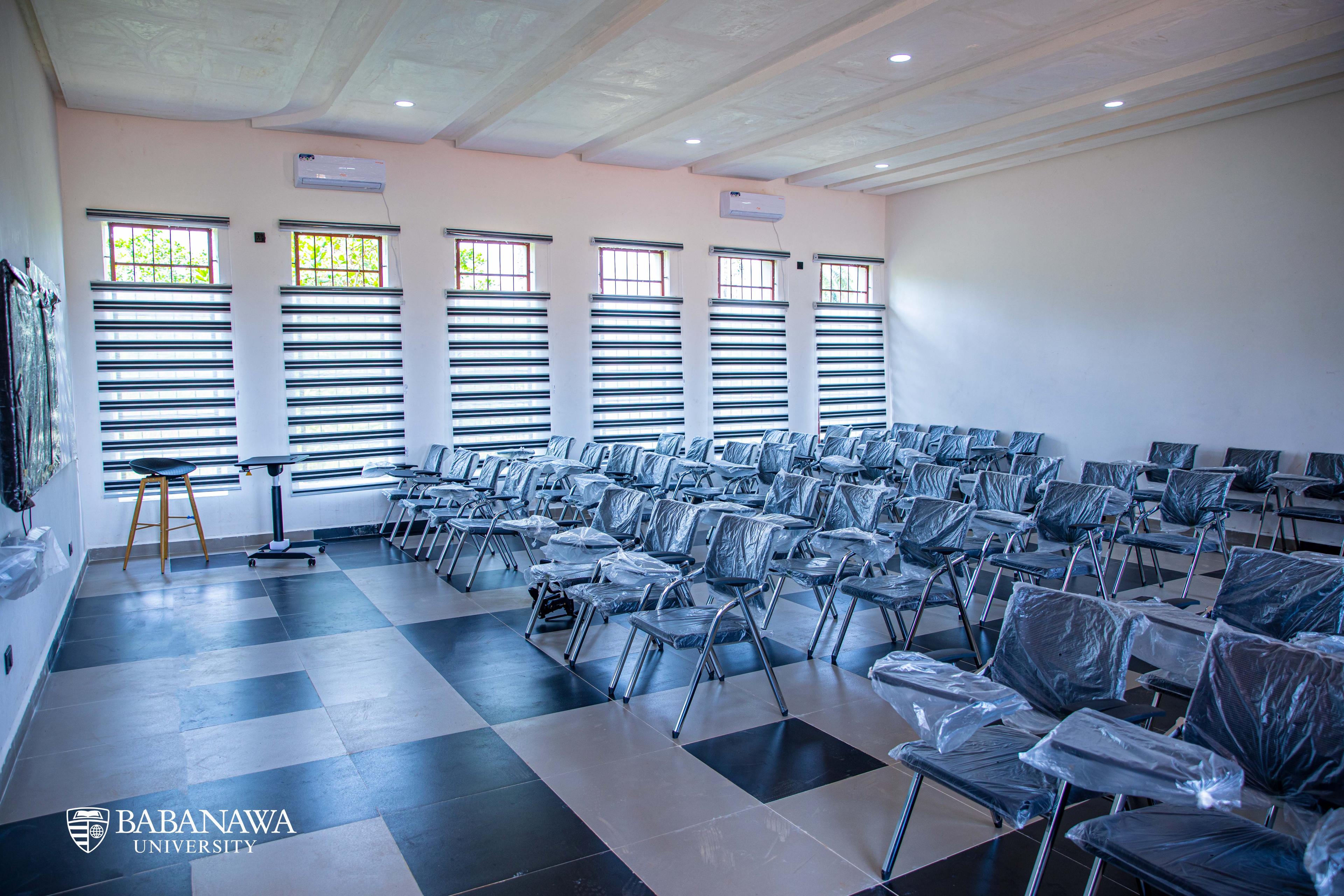 Lecture hall seating at Babanawa University